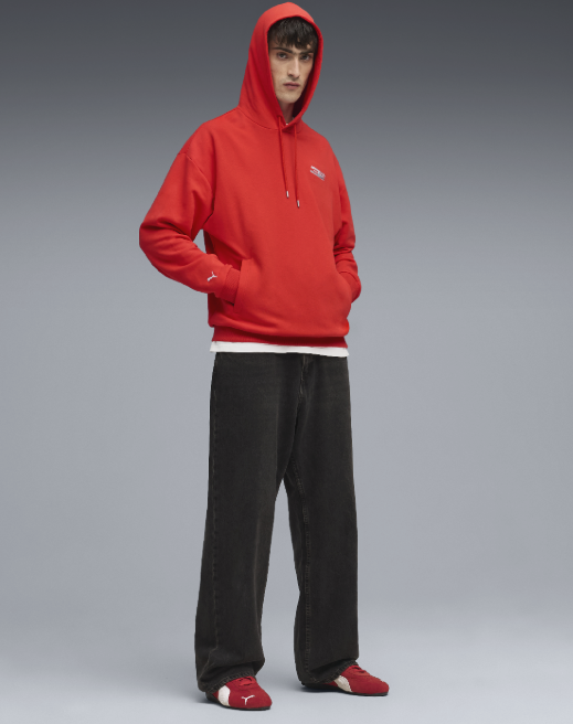 PUMA BMW 50 Years of 3 Series Unisex Slogan Hoodie Red Relaxed Fit