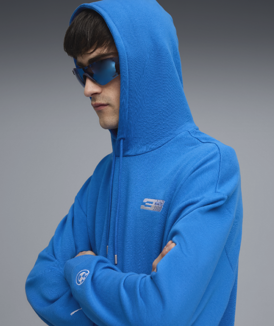 PUMA BMW 50 Years of 3 Series Unisex Slogan Hoodie Blue Relaxed Fit