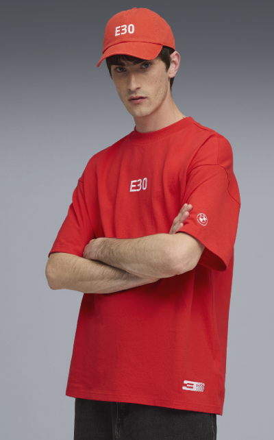 PUMA BMW 50 Years of 3 Series E30 Graphic Car Unisex T-Shirt Red Relaxed Fit