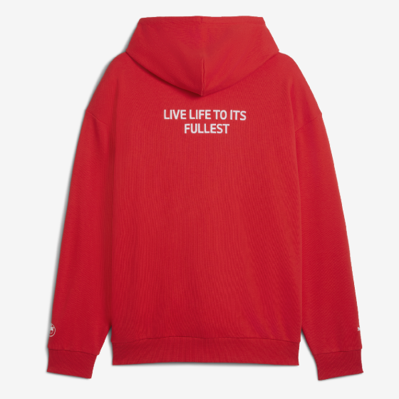 PUMA BMW 50 Years of 3 Series Unisex Slogan Hoodie Red Relaxed Fit