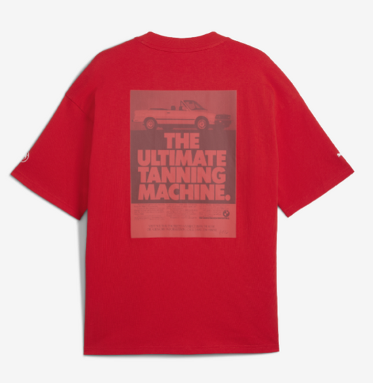 PUMA BMW 50 Years of 3 Series E30 Graphic Car Unisex T-Shirt Red Relaxed Fit