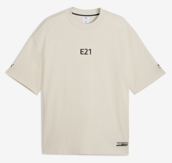 PUMA BMW 50 Years of 3 Series E21 Graphic Car Unisex T-Shirt Beige Relaxed Fit